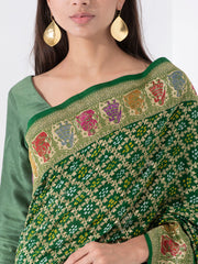 Dark Green Georgette Zari Saree