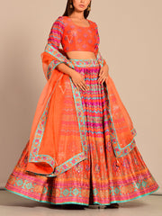 Lehenga, Lehengas, Lehenga set, Silk, Printed, Handwork, Light weight, Party wear, Wedding wear, Traditional wear, Traditional lehenga