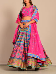 Lehenga, Lehengas, Lehenga set, Silk, Printed, Handwork, Light weight, Party wear, Wedding wear, Traditional wear, Traditional lehenga