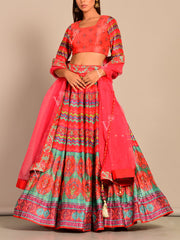 Lehenga, Lehengas, Lehenga set, Silk, Printed, Handwork, Light weight, Party wear, Wedding wear, Traditional wear, Traditional lehenga