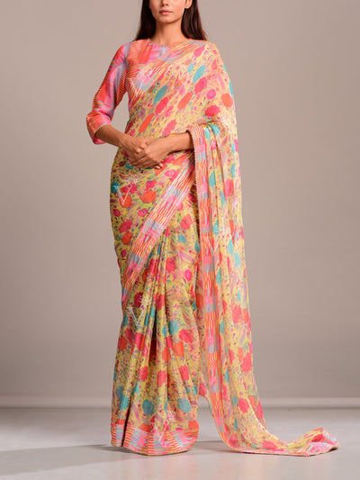 Saree, Sarees, Regular wear, Traditional outift, Traditional wear, Printed, Crepe, Wrinkle crepe, Highlighted