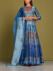 Steel Blue Vasansi Silk Anarkali Gown