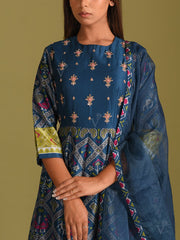 Berry Blue Vasansi Silk Patola Anarkali Gown