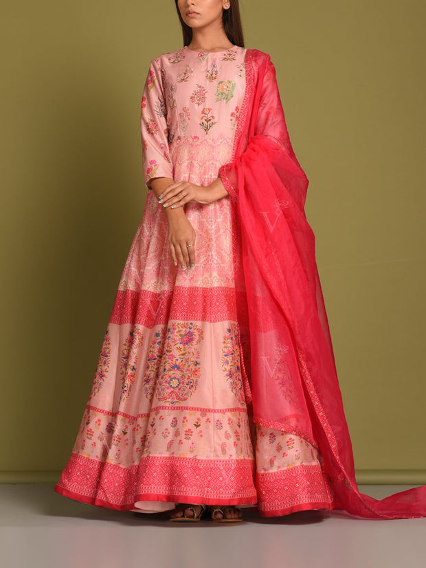 Pink Vasansi Silk Anarkali Gown