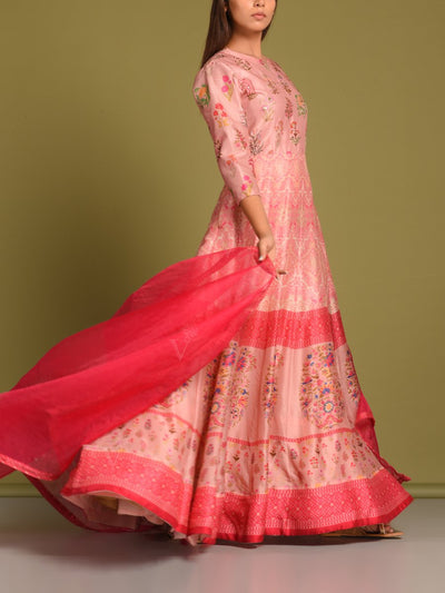 Pink Vasansi Silk Anarkali Gown