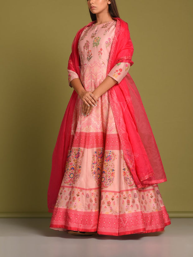 Pink Vasansi Silk Anarkali Gown