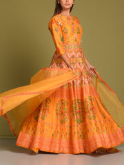 Yellow Vasansi Silk Anarkali Gown