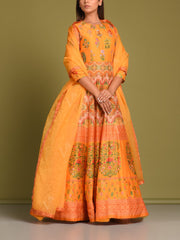 Yellow Vasansi Silk Anarkali Gown