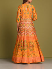 Yellow Vasansi Silk Anarkali Gown