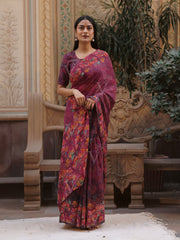 Purple Georgette Printed Saree