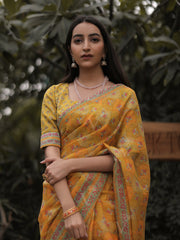 Yellow Kota Doria Saree