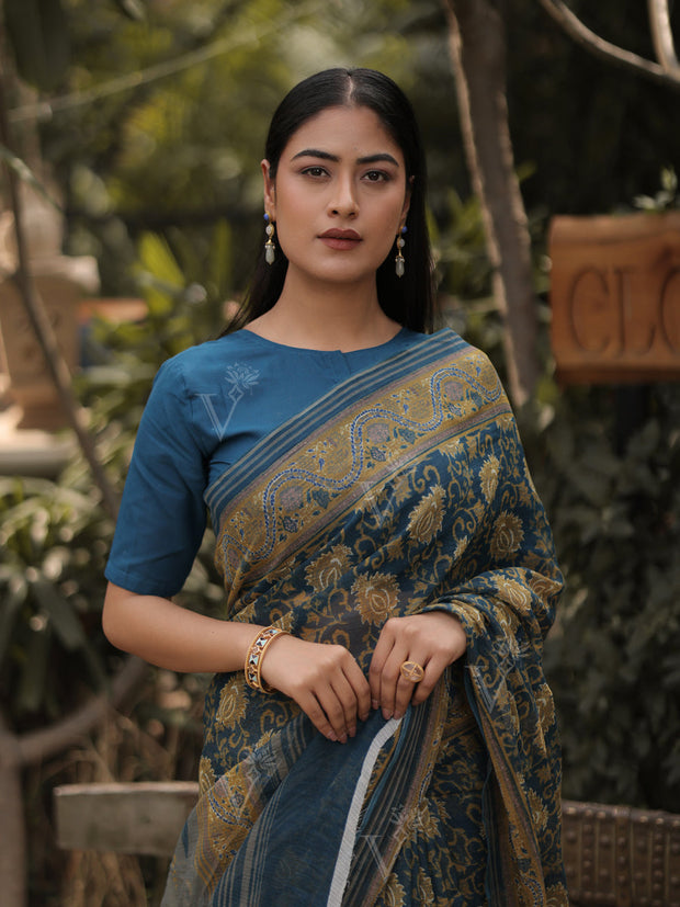 Blue Kota Doria Saree