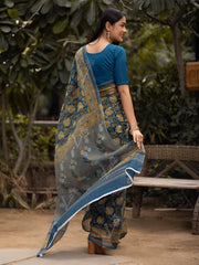 Blue Kota Doria Saree