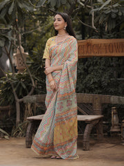 Multi Color Kota Doria Leheriya Printed Saree