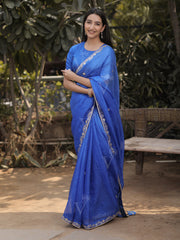 Azure Blue Kota Silk Gota Patti Saree