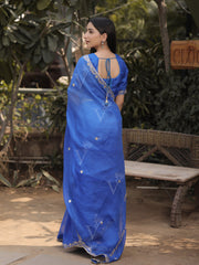 Azure Blue Kota Silk Gota Patti Saree