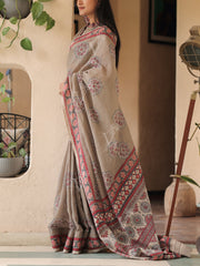 Fossil Grey Cotton Saree