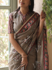 Fossil Grey Cotton Saree