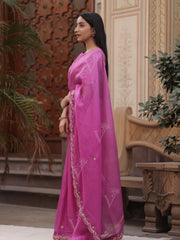 Purple Kota Silk Gota Patti Saree