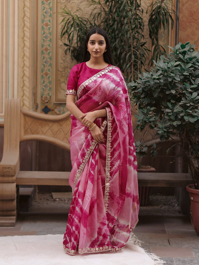 Saree , kota silk , Summer , kota silk , gota patti, leheriya , Rani pink, Pink