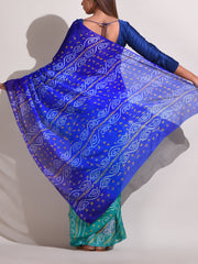 Blue Georgette Bandhani Saree