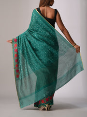 Green Bhandhani Printed Saree