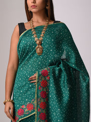 Green Bhandhani Printed Saree