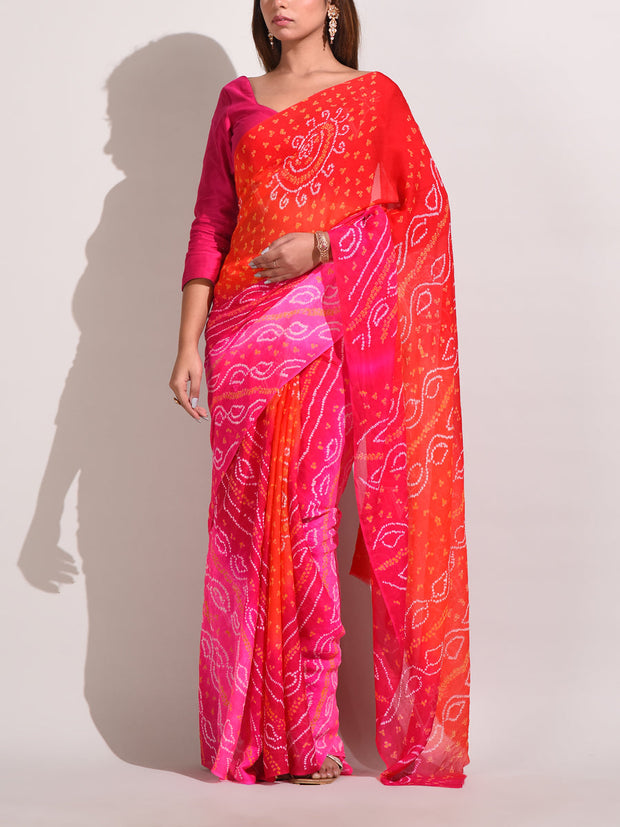 Georgette Bandhani Saree