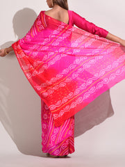 Pink Chinnon Bandhani Saree