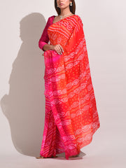 Pink Chinnon Bandhani Saree