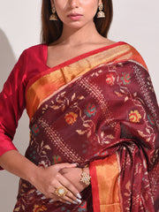 Brown Silk Patola Saree