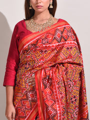 Yellow And Red Silk Patola Saree