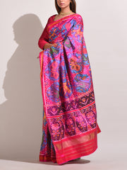 Rani And Blue Silk Patola Saree