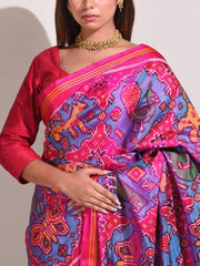 Rani And Blue Silk Patola Saree