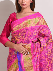 Pink And Yellow Silk Patola Saree