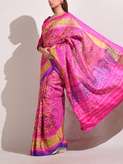 Pink And Yellow Silk Patola Saree