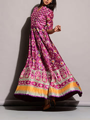 Anarkali, Anarkalis, Printed, Gown, Gowns, Long Dress, Floor Length, Silk