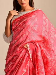 Limited Edition Pink Bandhani Hand Crafted Saree