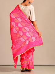 Limited Edition Pink Bandhani Hand Crafted Saree