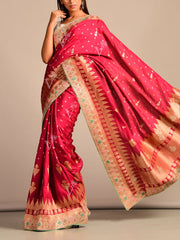 Maroon Dola Silk Gota Patti Saree