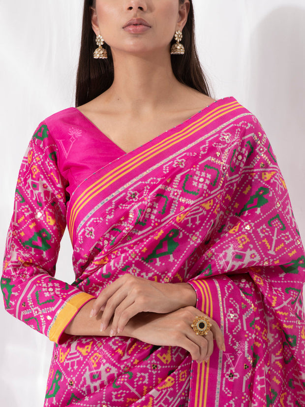 Pink Vasansi Silk Patola Saree