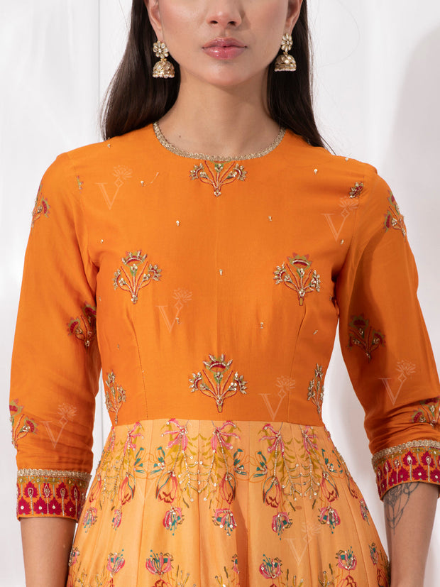 Orange Vasansi Silk Gown