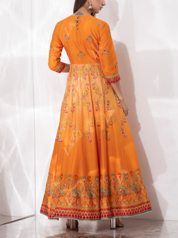 Orange Vasansi Silk Gown