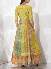 Green Vasansi Silk Printed Anarkali Gown