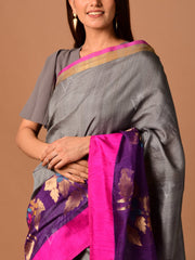 Grey Banarasi Silk Handloom Saree