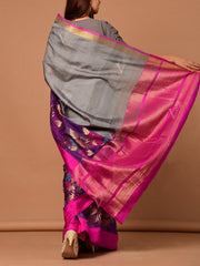 Grey Banarasi Silk Handloom Saree