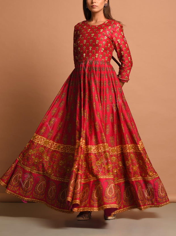 Red Vasansi Silk Gown