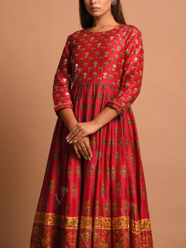 Red Vasansi Silk Gown