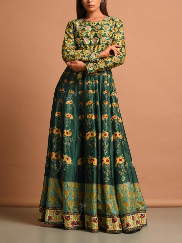 Green Vasansi Silk Gown