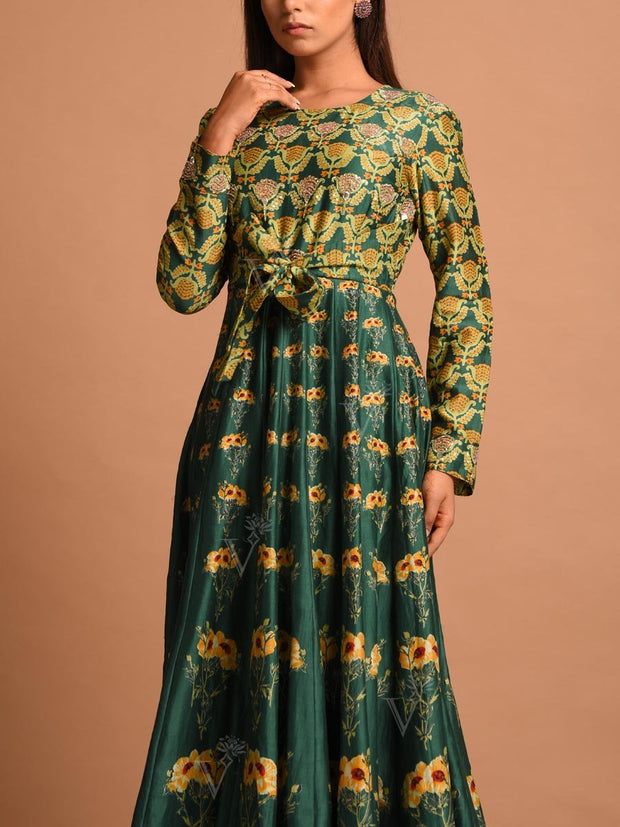 Green Vasansi Silk Gown